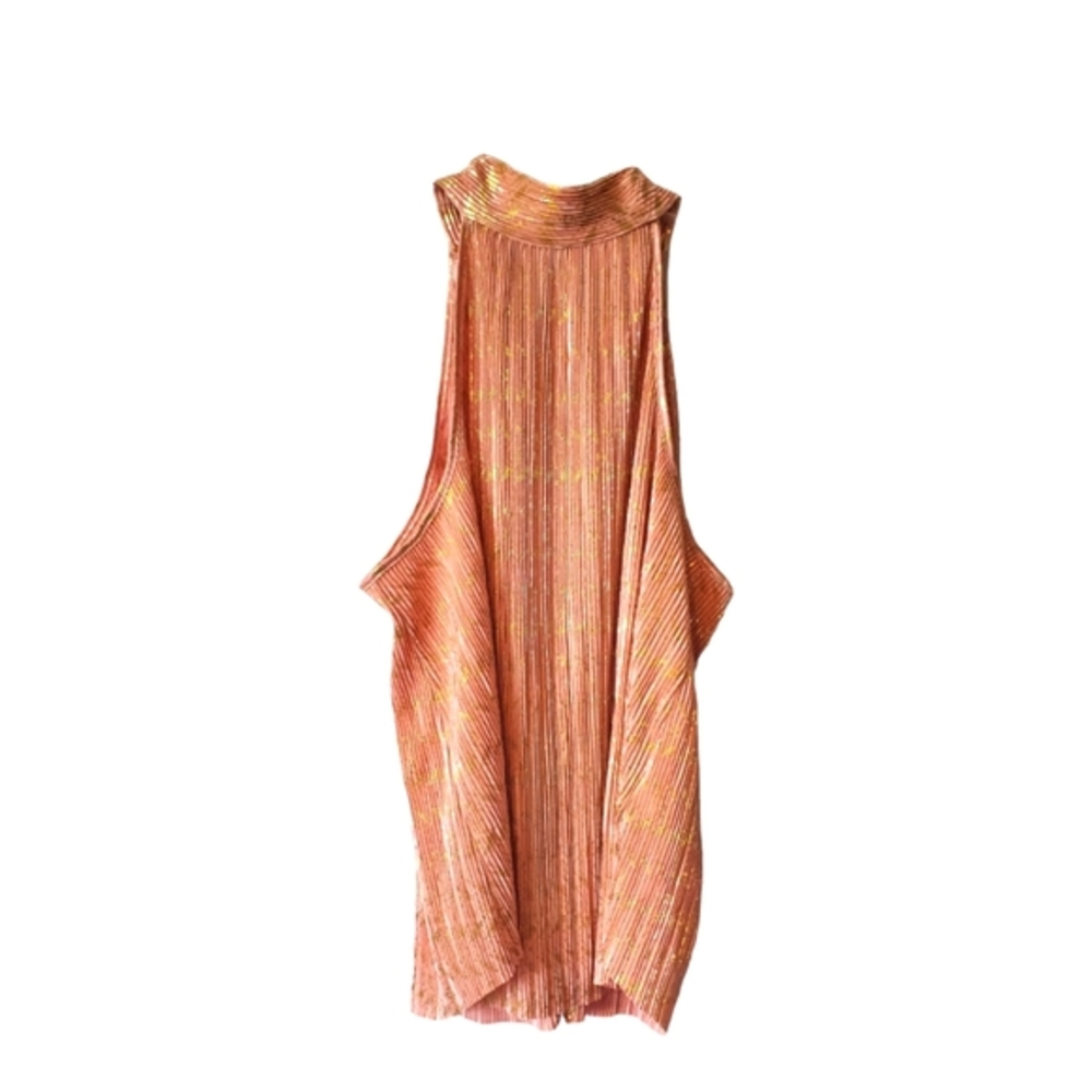Anthropologie light pink and gold halter blouse